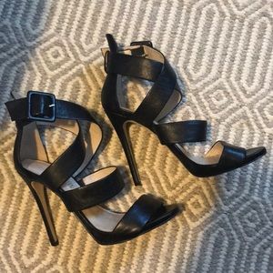 ALDO Black Leather Strappy Heels